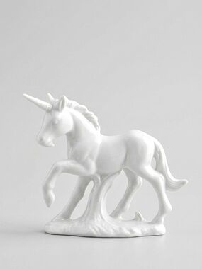 Vintage Asahi Japan White Porcelain Prancing Unicorn Figurine Fantasy Mythical